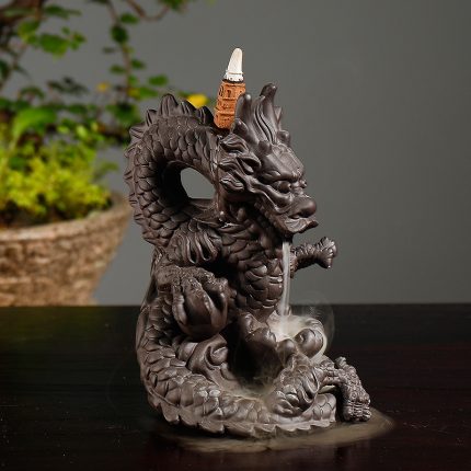 Porte Encens Dragon, fabriqué en céramique et disponible avec les encens en cônes et en bâtons