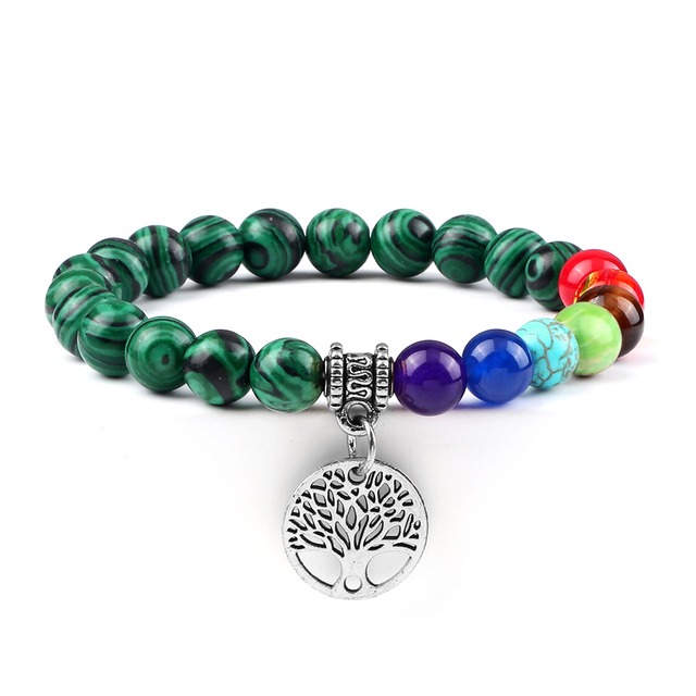 Bracelets arbre de vie Chakra Malachite Silver