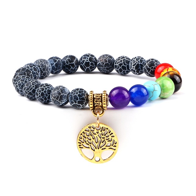 Bracelets arbre de vie Chakra Black Gold