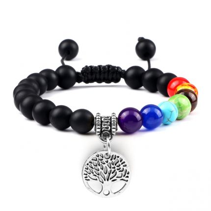 Bracelets arbre de vie Chakra Onyx Silver Double