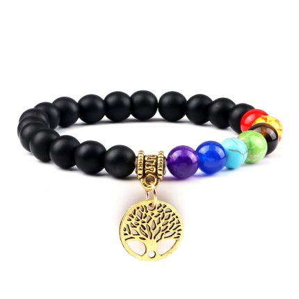 Bracelets arbre de vie Chakra Onyx Gold