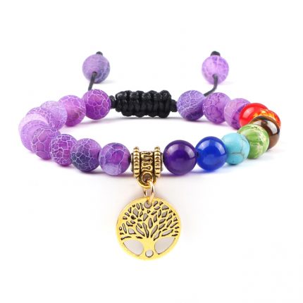 Bracelets arbre de vie Chakra Purple Gold Double