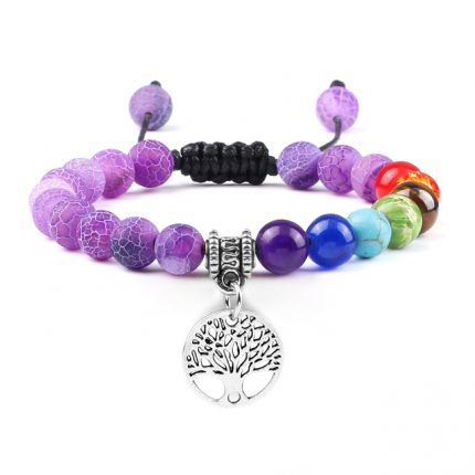 Bracelets arbre de vie Chakra Purple Silver Double